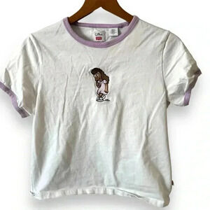 Levi's x The Simpsons janey bue ringer t-shirt in white  womens sz M crop